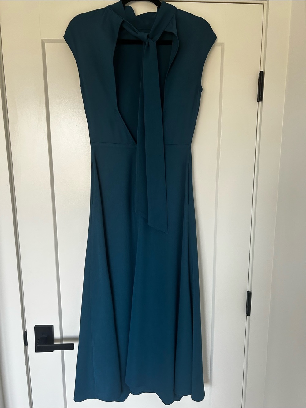 Reiss Livvy Sleeveless Teal Midi Dress with High Neck - Picture 7 of 9